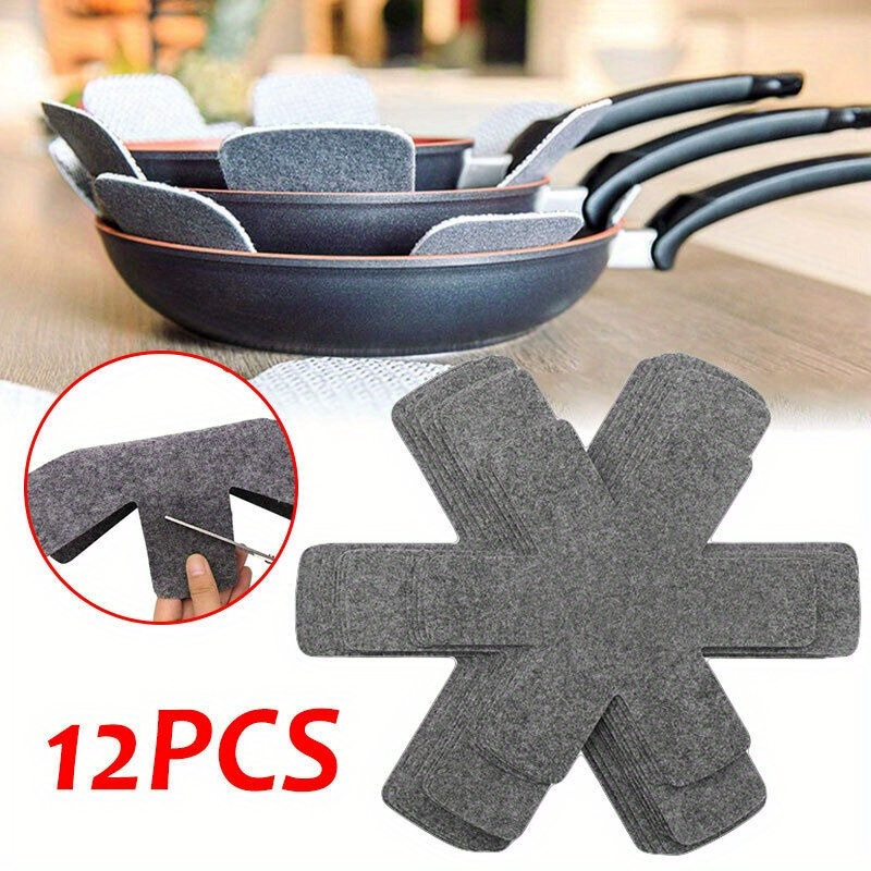 

12pcs Premium Felt Cookware Protectors - , & Heat Resistant Kitchen Organizers For Pots, Pans & More - Easy Clean, Reusable & Space-saving Design