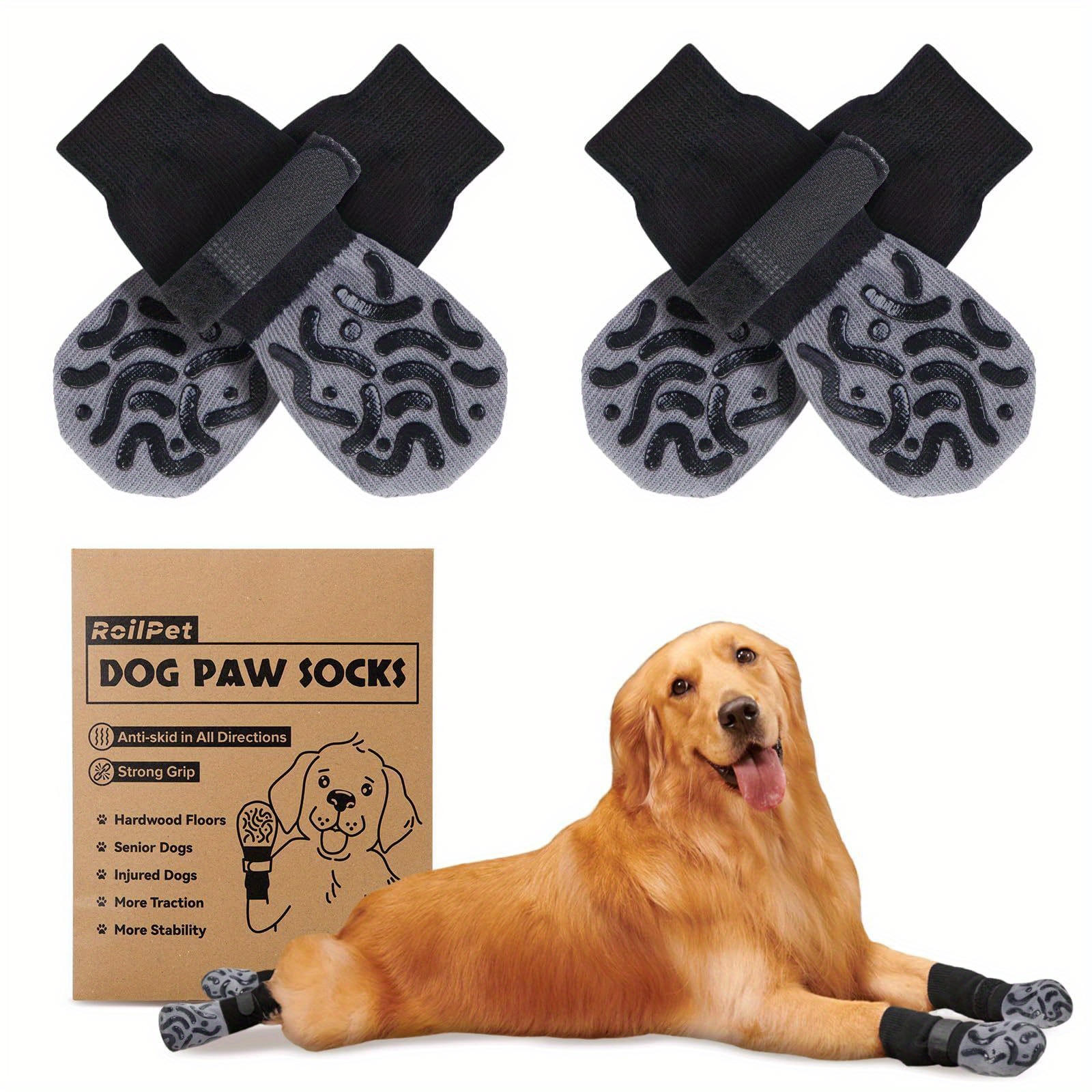 

Loobani Non-slip Dog Socks To Prevent Licking Paws - For Hardwood Floors, Senior Dogs, , Prevent Scratching, Thick Anti Slip Dog Socks