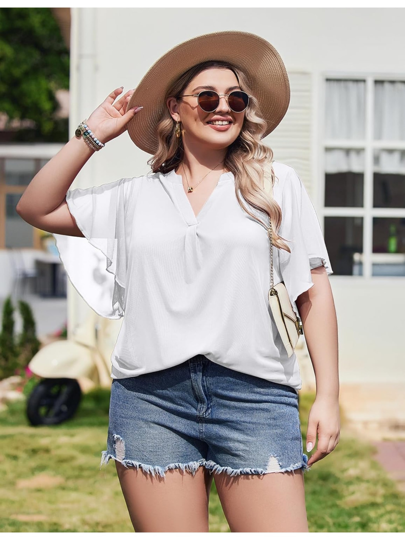 white flowy shirt plus size