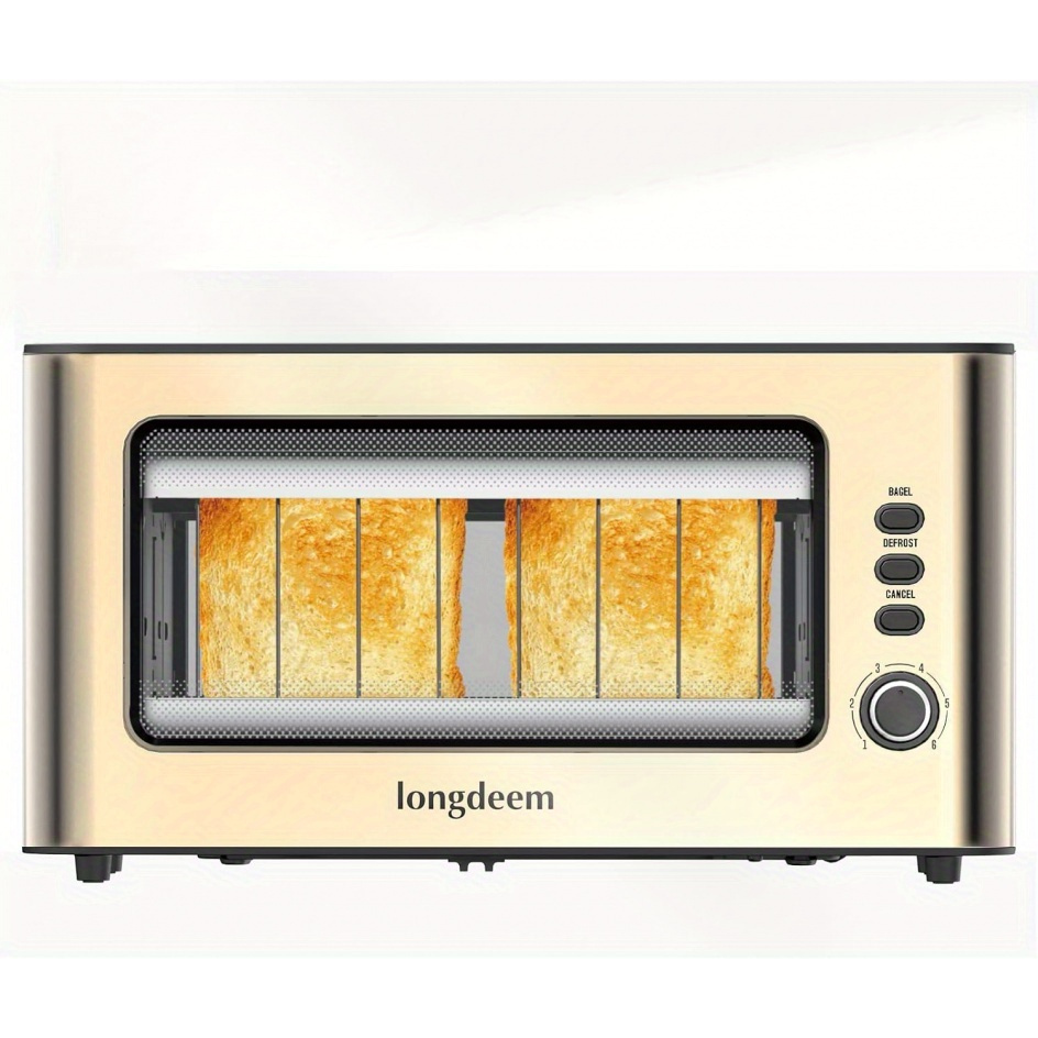 

Toaster, 1.75'' Extra Wide Slot Glass Toasters Stainless Steel 2 Slice With 6 Browning Control For Bagel, & Auto Shut Off With Removable Tray, Golden