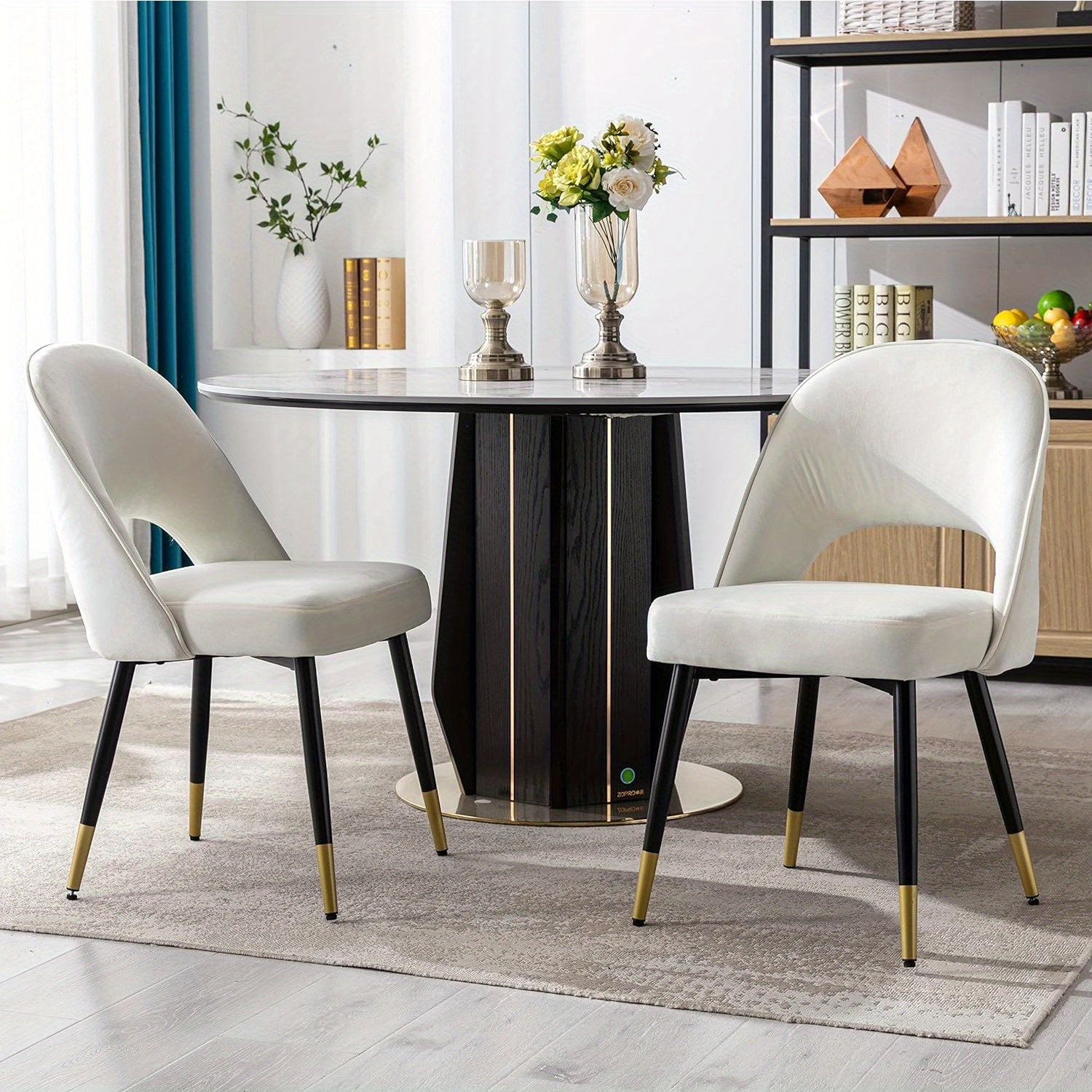 Set Of 4 Velvet Dining Chairs - Modern Armless Kitchen Chairs With Metal Legs, Upholstered In Black, Green, Or Gold Velvet