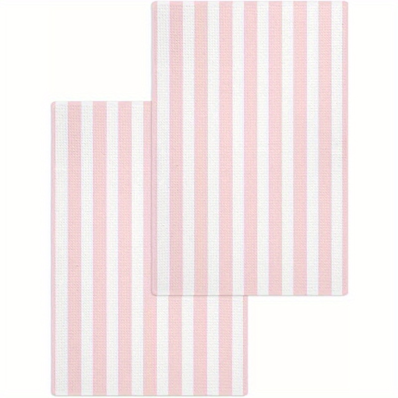 

2pcs Pink Striped Kitchen Towel Set - , Quick Dry & Machine Washable Dish Cloths For Home Decor, 18x26 Inches, Cleaning Bowl, Living Room, Tea Towel