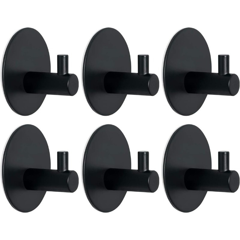 

4/6pcs Self-adhesive Towel Hooks - , No Drill Required, Stainless Steel, Modern Wall-mounted Robe & Towel Holders For Bathroom