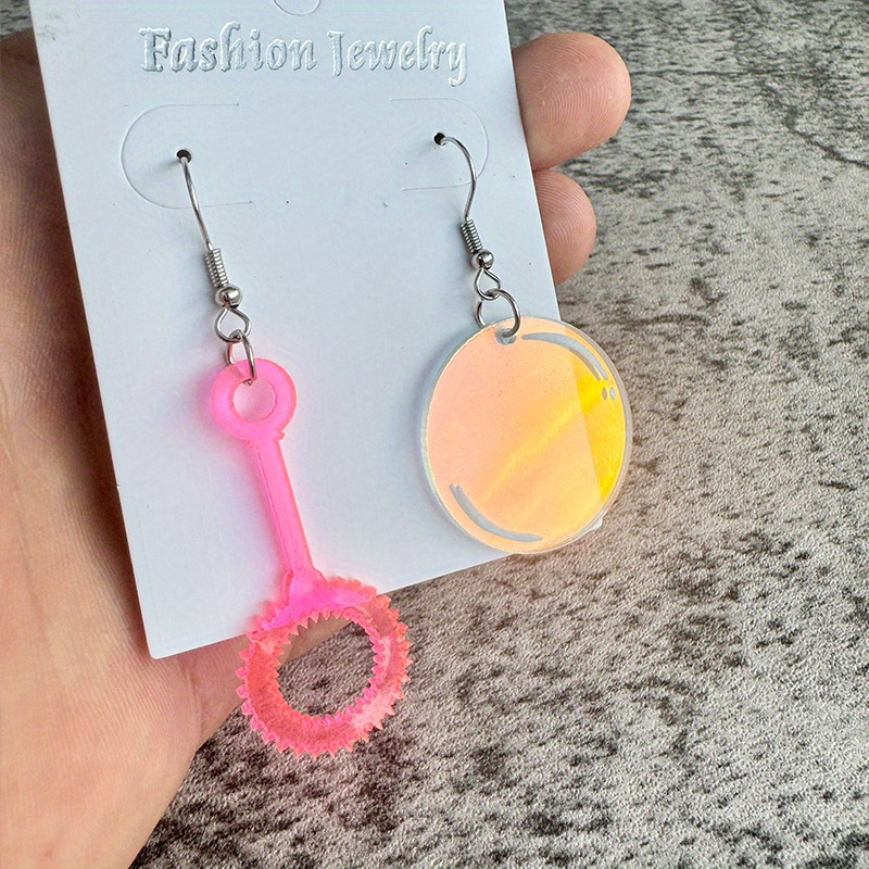 Acrylic Bubble Earrings Suitable For & - Spherical Bubble Studs, Bohemian Style Nostalgic Childhood Accessory For Parties, Casual Attire, Costume Events - Lightweight Ear