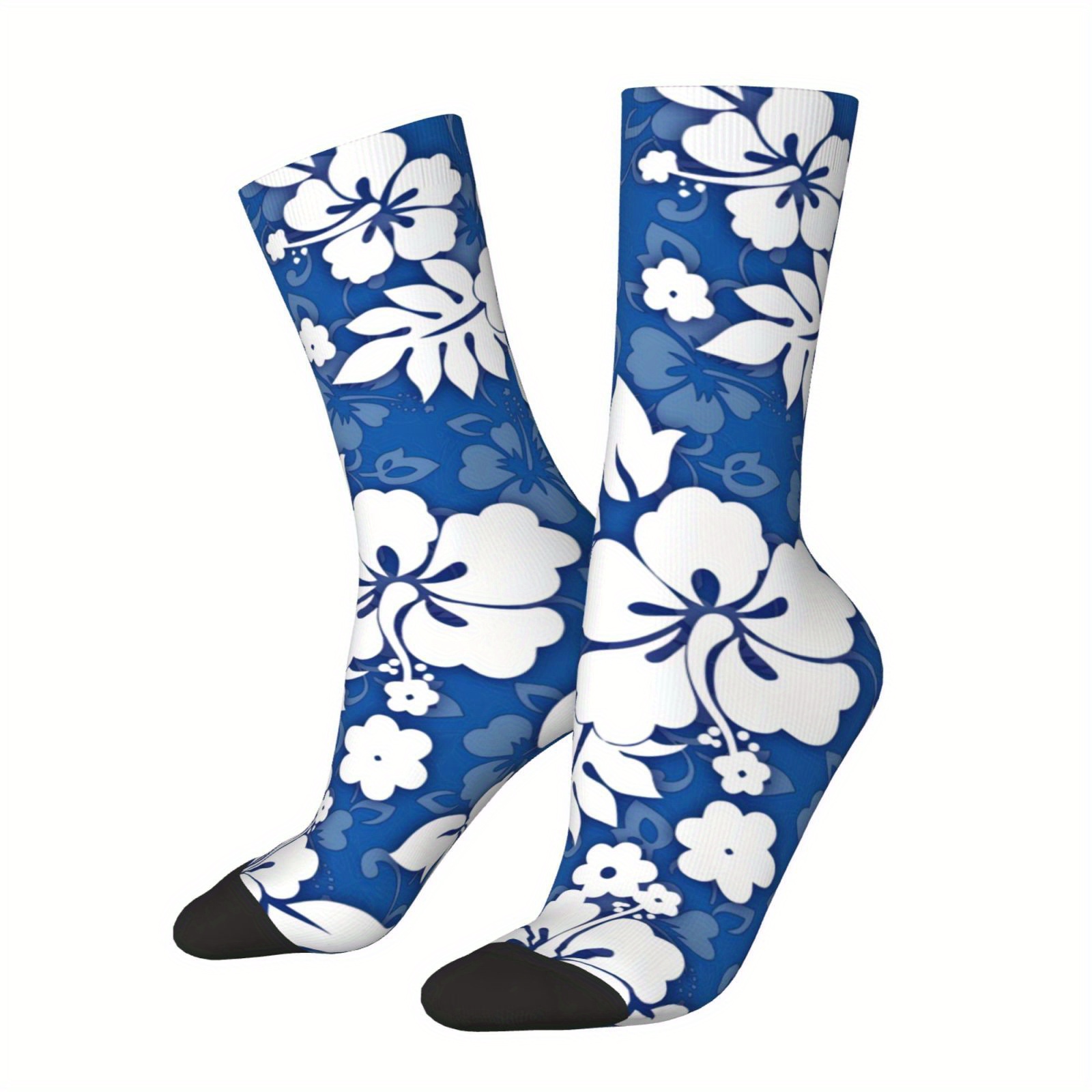 

Men's Floral Crew Socks - Breathable, Comfortable Polyester For Casual Wear & Gifts