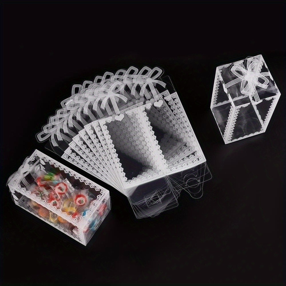 

25pcs Transparent Pvc Gift Boxes With Bows - Durable Rectangle Packaging For Jewelry, Candies & Wedding Favors - No Power Needed, Flat Pack Display & Gift Boxes