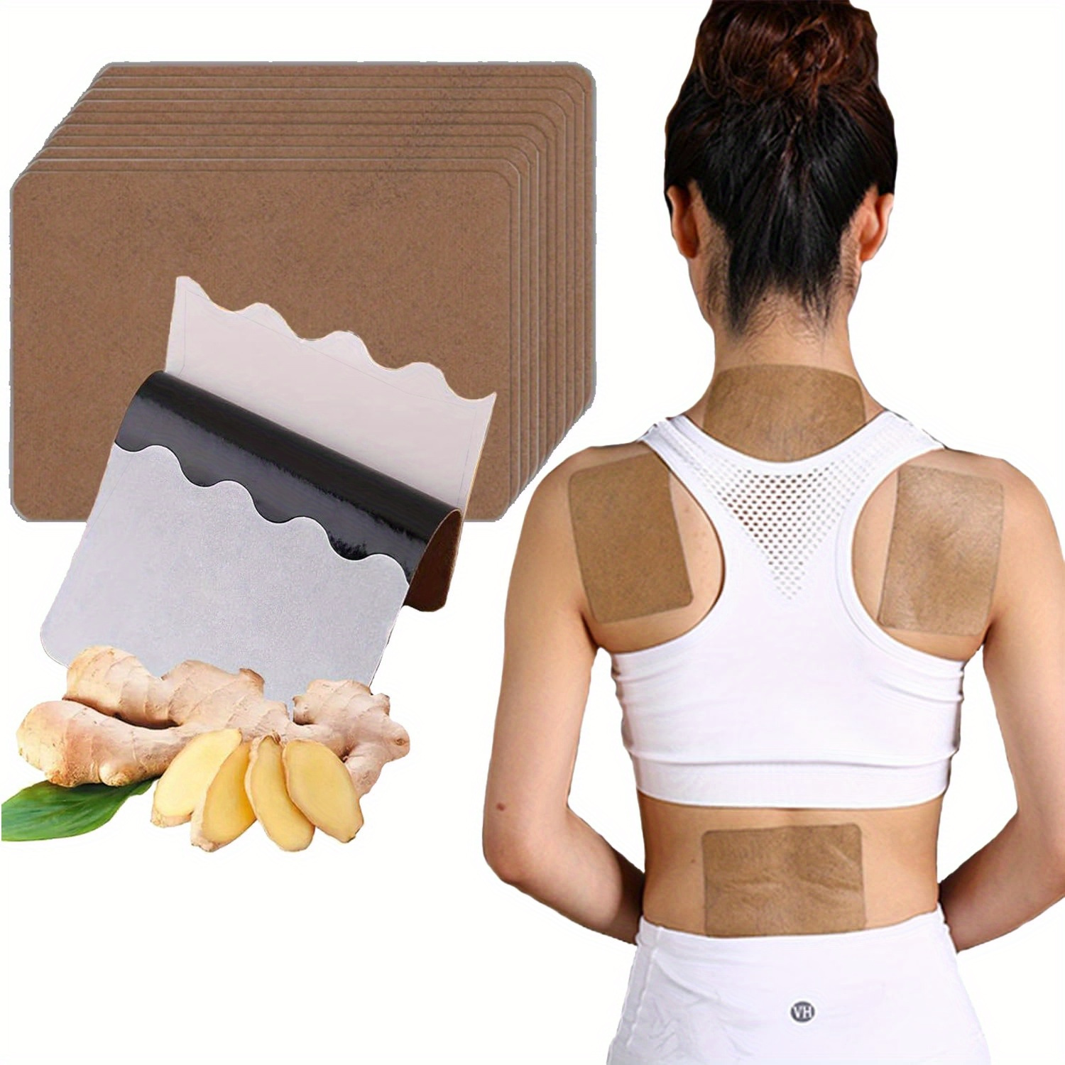 

50pcs Natural Ginger Self-heating Patches For Shoulders, Neck, Hands, Back, Feet & Knees - No Power Needed, Bathroom Essentials