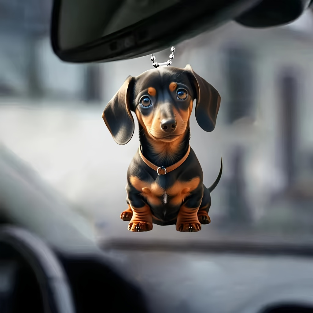 

1pc Adorable 2d Acrylic Cute Dog Pendant - Car Rearview Mirror Charm & Keychain - Perfect Home & Holiday Decor Accessory