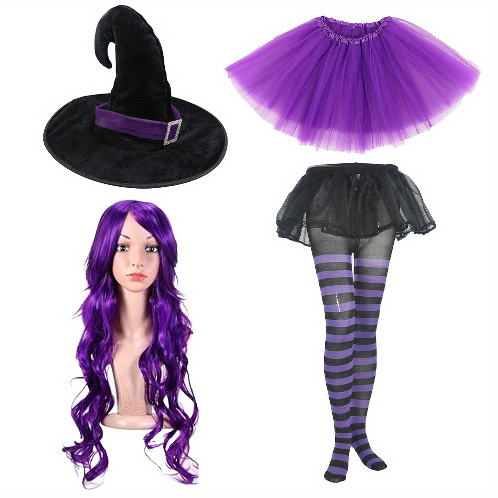 

[top-] Women's Halloween Set - Includes , Hat, Wig & Striped Tights For