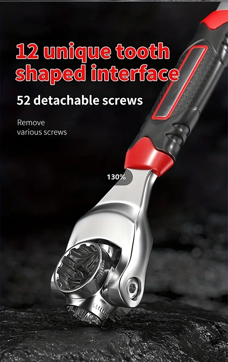 52 in 1 socket wrench flexible multifunctional with rubber handle 360 degree rotating head standard of any size used for automotive maintenance etc details 1