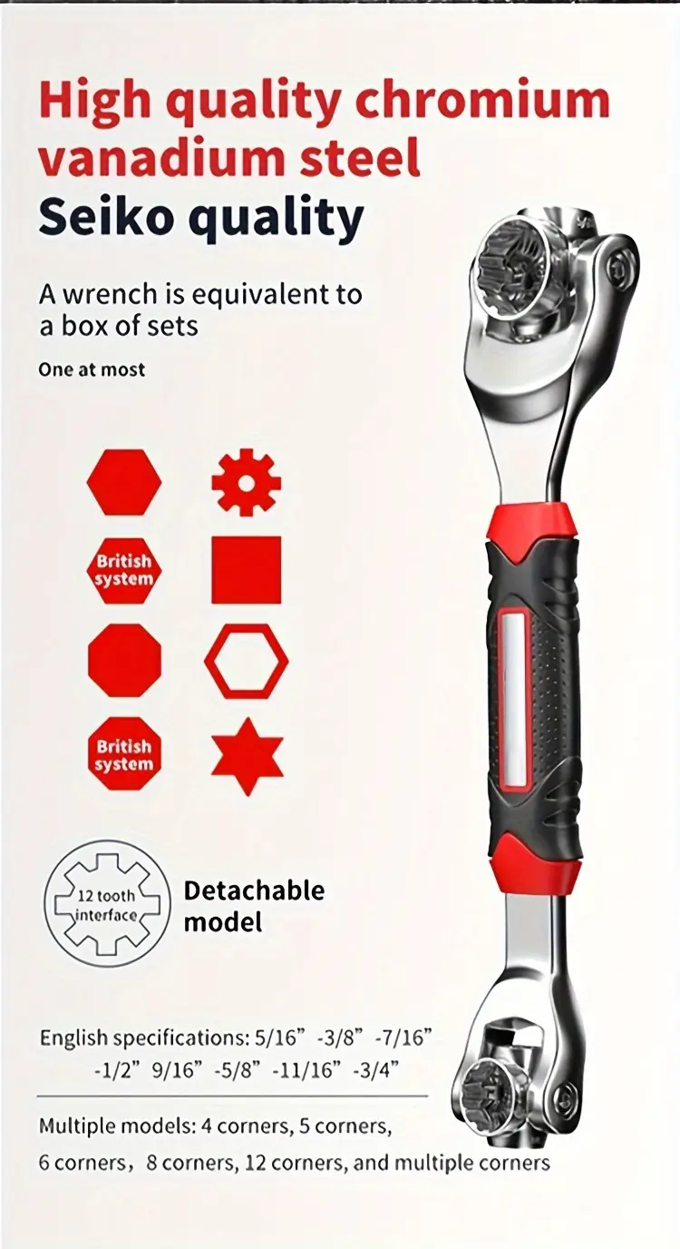 52 in 1 socket wrench flexible multifunctional with rubber handle 360 degree rotating head standard of any size used for automotive maintenance etc details 2