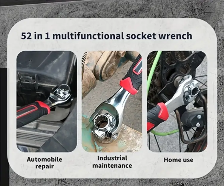 52 in 1 socket wrench flexible multifunctional with rubber handle 360 degree rotating head standard of any size used for automotive maintenance etc details 6