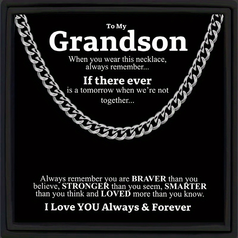 TEMU Boys Casual Trendy Creative Stainless Steel Chain Necklace Hip Hop Style Decorative Accessories For Holiday Party Gift For Grandson