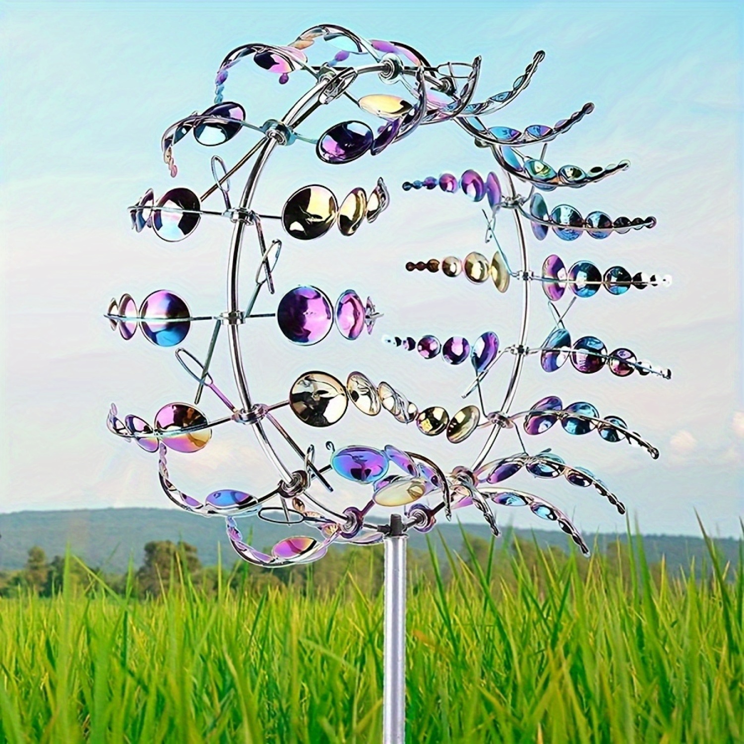 

Metal Windmill, 3d Sunflower Magic And Wind Spinner, 360° Dual Rotor Kinetic Windmill, Outdoor Garden Lawn Weather Vane Yard Decor (colorful 1, 12.2inch)