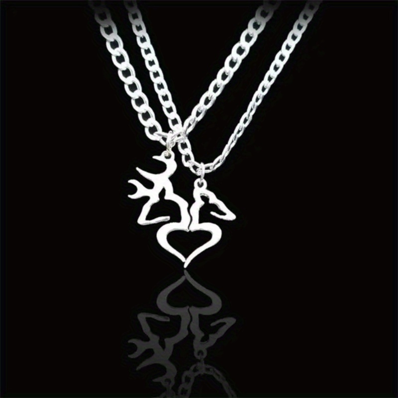 

2pcs Fashionable Deer Pendant Necklace Set For Men, Ideal For Valentine's Day Gift