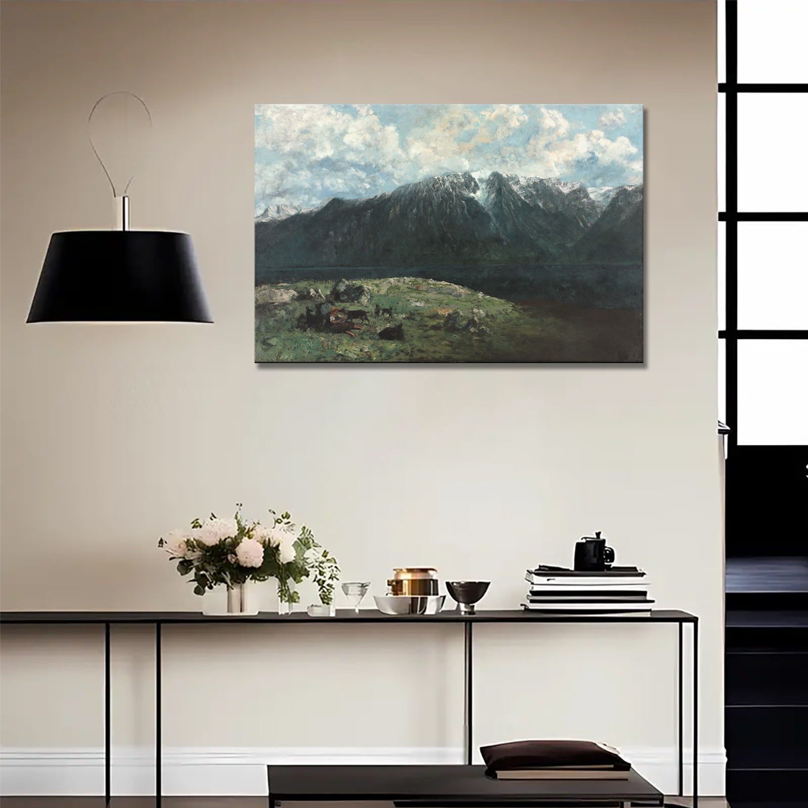 1pc Wood Frame Wall Painting Ready To Hang Panoramic View Of The Alps ...