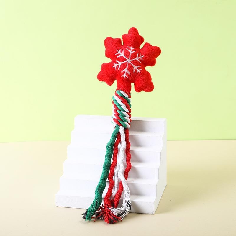 TEMU 1pc Christmas Design Plush Toy, Teeth Cleaning Braided Rope Knot Pet Toy, For Cat And Dog Teeth Cleaning Supply Suitable For Small Dogs
