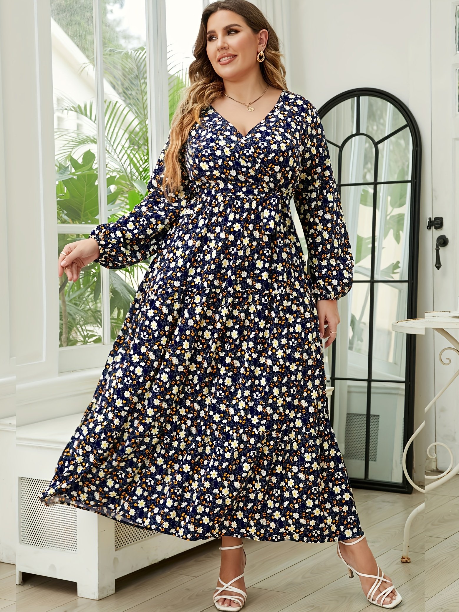chinese dress ladies Long Sleeve Wrap Dress