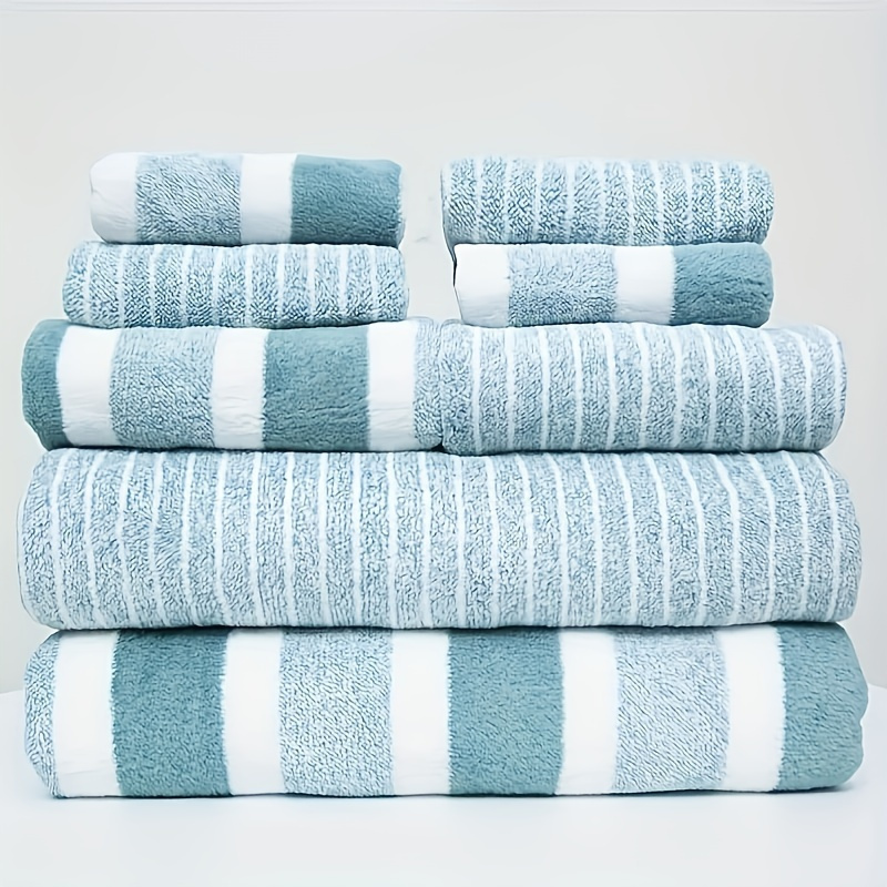 

6-piece Striped Towel Set, Quick-drying Absorbent Bathroom Towels, 2 Bath Towels, 2 Hand Towels, 2 Washcloths, Home Bathroom Towels For Hotels And Spas, Bathroom Supplies, Bathroom Accessories