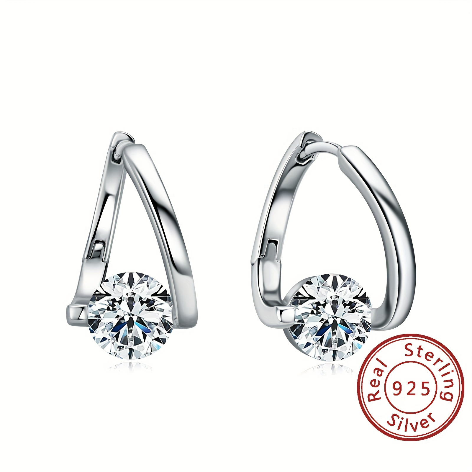 

1 Pair Exquisite Moissanite Sterling Silver Twisted Hoop Earrings - Round Cut, S925, Hypoallergenic, Durable, And Shiny - Birthday Jewelry Gifts For Ladies, Women, And Girls