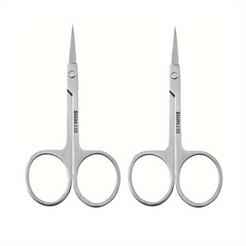 Stainless Steel Eyebrow Scissors Precision Curved Tip Facial - Temu