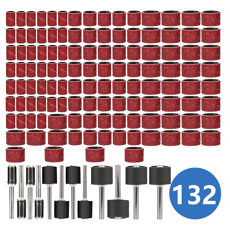 

132pcs/102pcs Sanding Drum Set With Nylon Mandrels, Aluminum Oxide Sanding Bands In 1/2, 1/4, 3/8 Inch Sizes For Woodworking, Nail Drilling, Rotary Abrasion Tools Kit