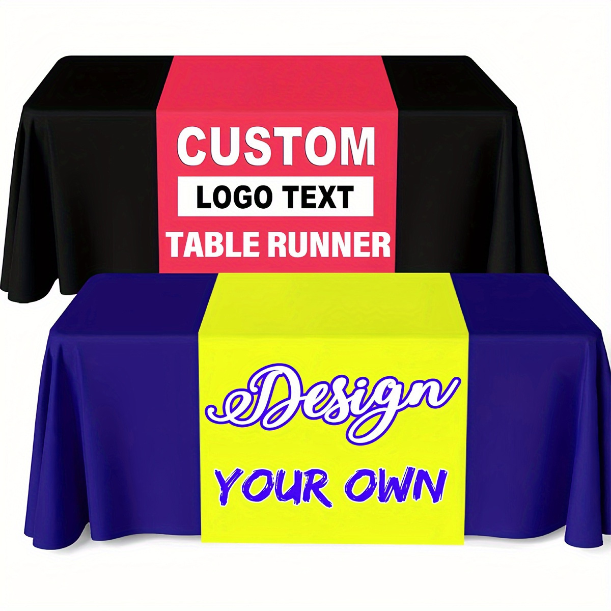 

Custom Logo & Photo Table Runner - Personalized Polyester Tablecloth For Weddings, Birthdays, Anniversaries, - No Power Needed, Freestanding Design