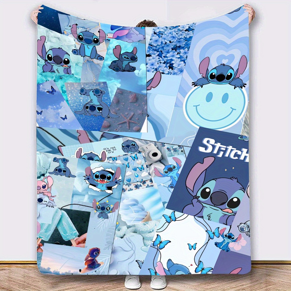 

Disney Stitch Cartoon Blanket Versatile Flannel Throw - Perfect For Sofa, Bed, Or Travel