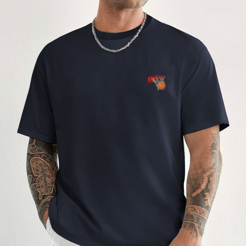 

Men's Polyester Crew Neck T-shirt With Small Icon Print - Regular Fit Casual Short Sleeve Tee With Rib-knit Collar And Slight Stretch Fabric For Summer