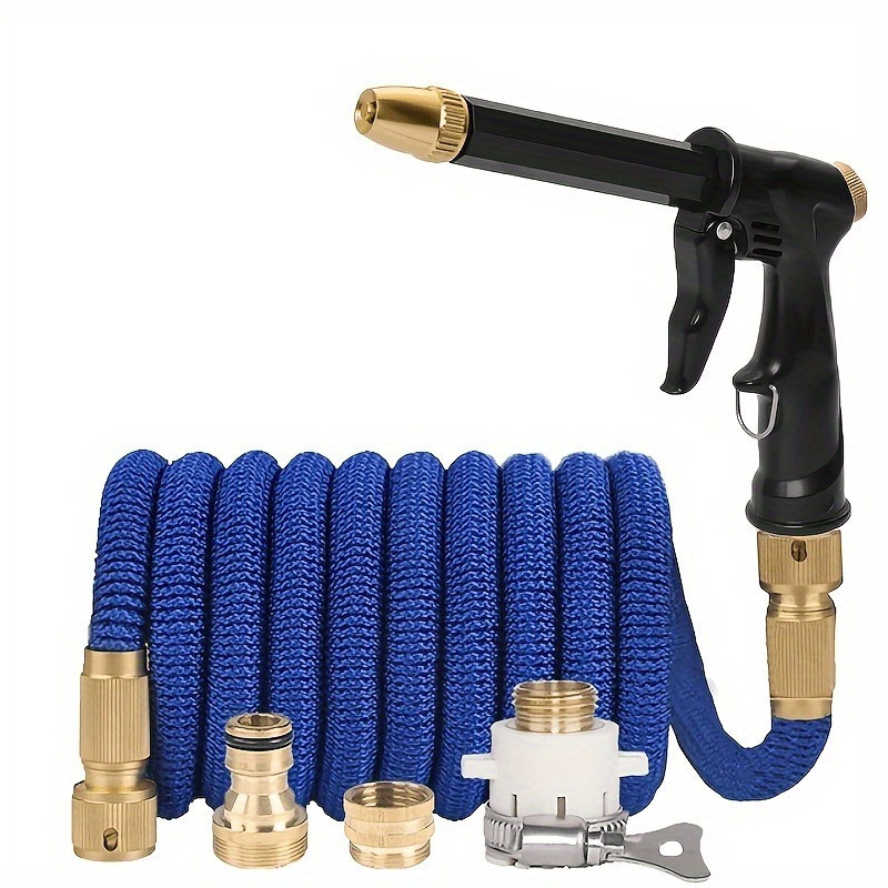 

High-pressure Hose Nozzle Sprayer With Expandable Garden Hose, Leakproof Brass Connectors, Adjustable Watering Spray Gun For Car Wash, Plant Watering