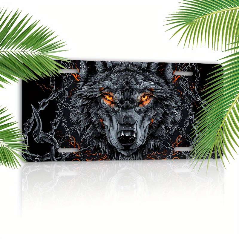 

Aluminum Wolf - 6x12 Decorative Car Tag , -scratch, - Car