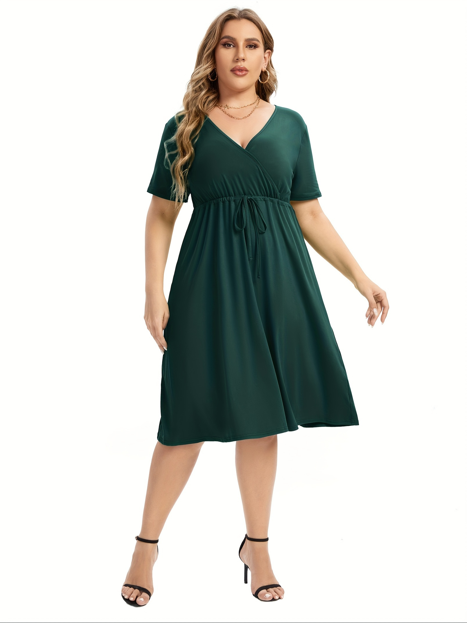 knee length dresses for ladies Khaki Drawstring Tie Straps Ruched Top Midi Dress – AX Paris
