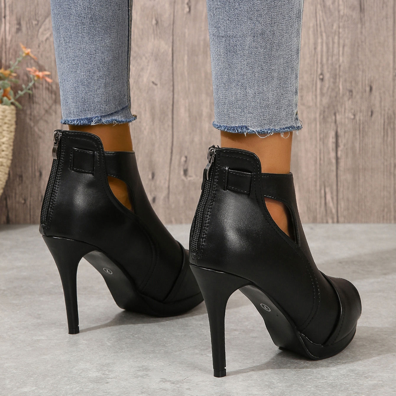 black toe booties women toe heels women open toe Temu