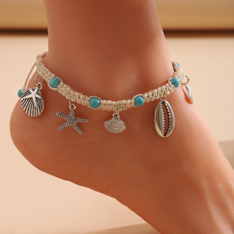 

3pcs/stylish Starfish Shell Woman And Girl Anklets-the Perfect Beach Accessory