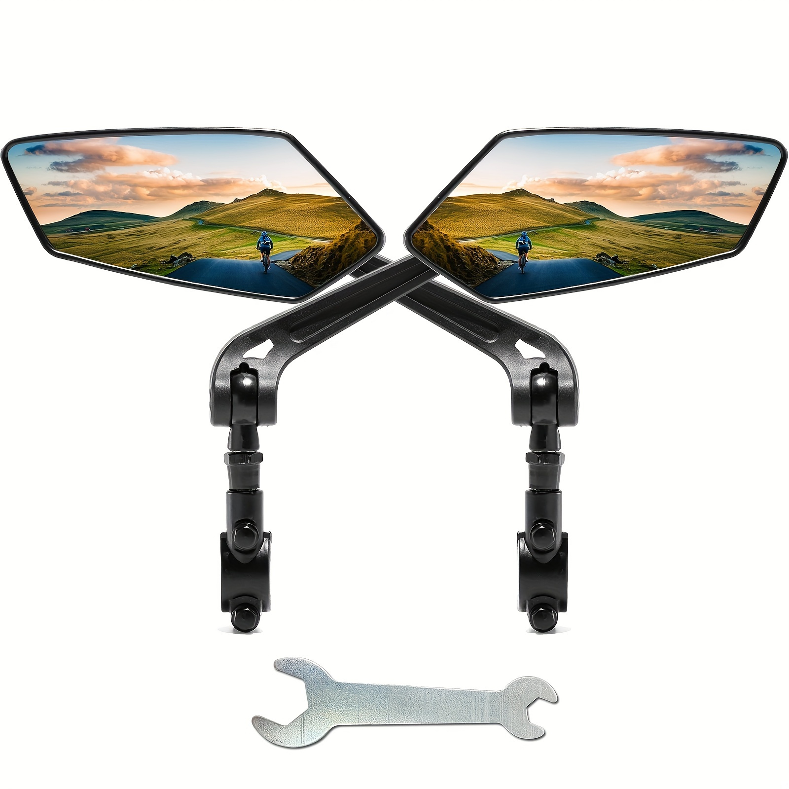 

2 Pcs Diamond-shaped Hd Bicycle Mirrors: 360° Rotatable Safety Glass Design - Suitable For Bikes, Electric Bikes, Scooters, And Snow Bikes!