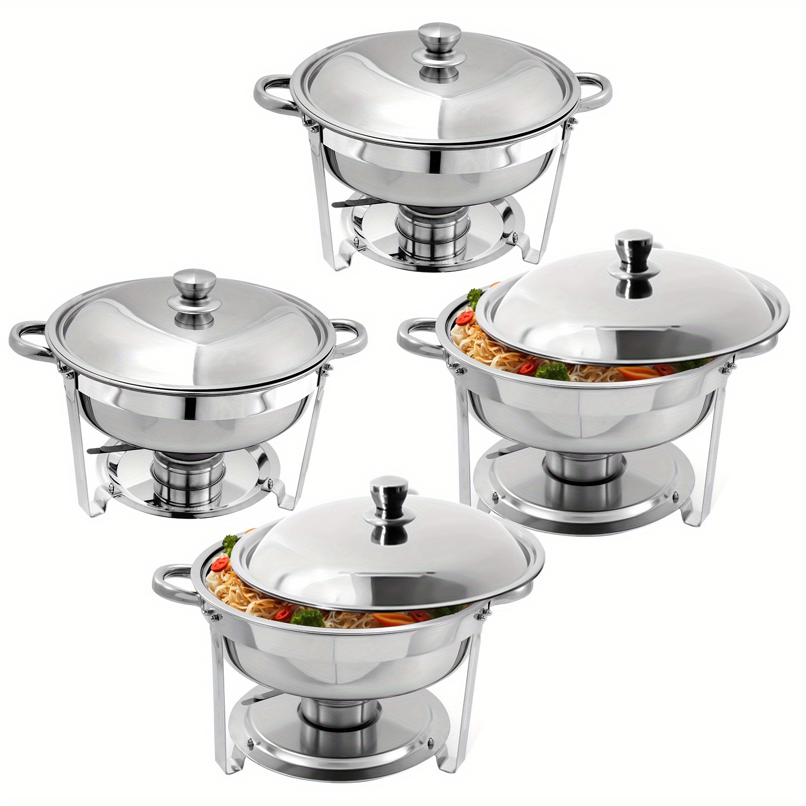 

2/4/6/8 pack stainless steel chafing dish, 5qt Round, Food Warmers For Parties, Buffet And Other Holidays