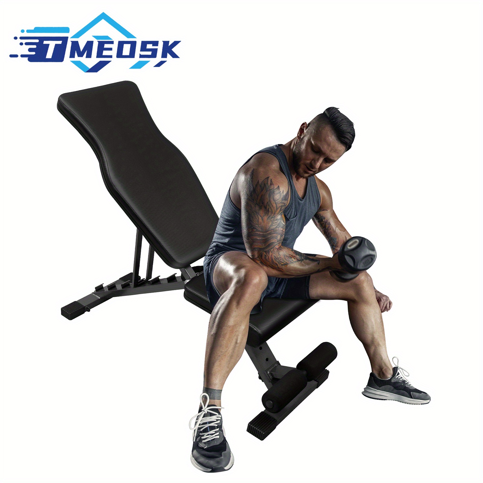 Banc De Musculation YOLEO Réglable - 300kg Capacité, Inclinable, Pliable - Fitness Maison, Bureau