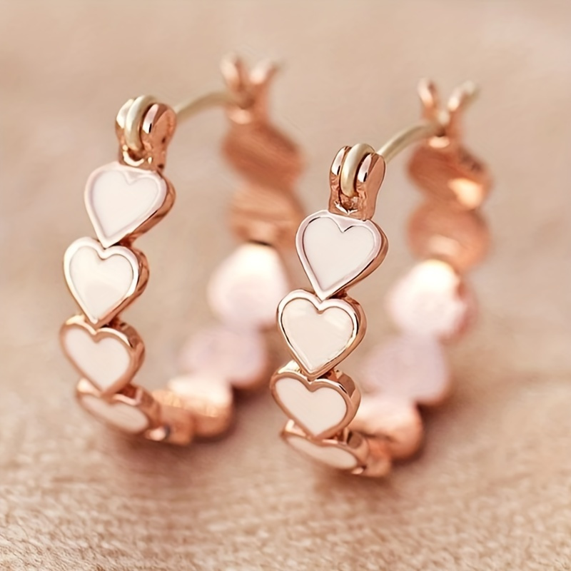 

1 Pair Of And Beautiful Heart-shaped Hoop Earrings Copper Jewelry Vintage Elegant Style For Women Dating Earrings