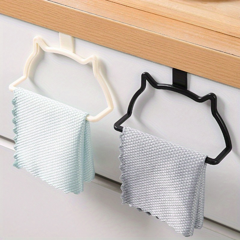 

Kitten Towel Hanger No Drilling Single Rod Door Back Hook Bathroom Storage Rack Kitchenware Plastic Towel Rack