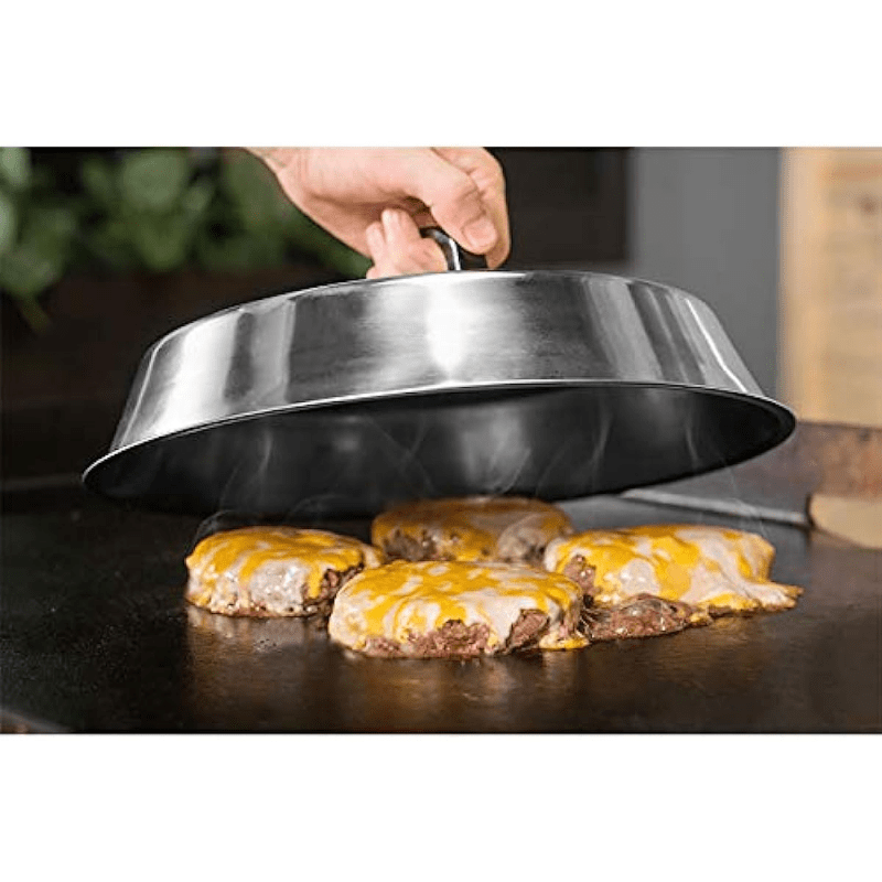 

Stainless Steel 12 Inch Round Basting Cover For Flat Cooking - Indoor Or Outdoor Use