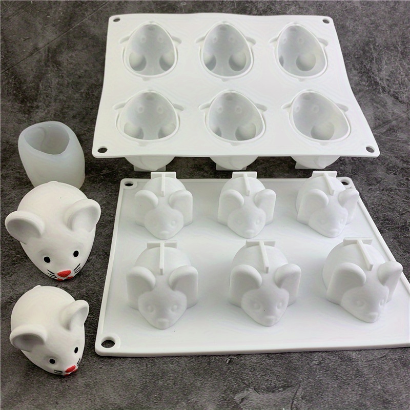 

Moules en silicone pour souris, pour la fabrication de savon et de bougies - Moules en de souris à 6 cavités, et grands, pour l'artisanat