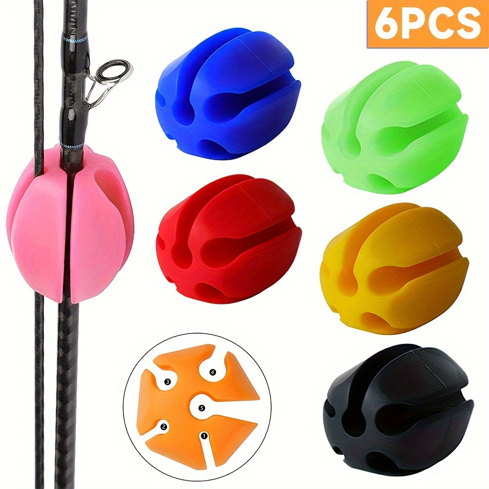 

6 supports de canne à pêche en silicone : légers, à 5 trous, accessoires de pêche - un œuf de canne à pêche