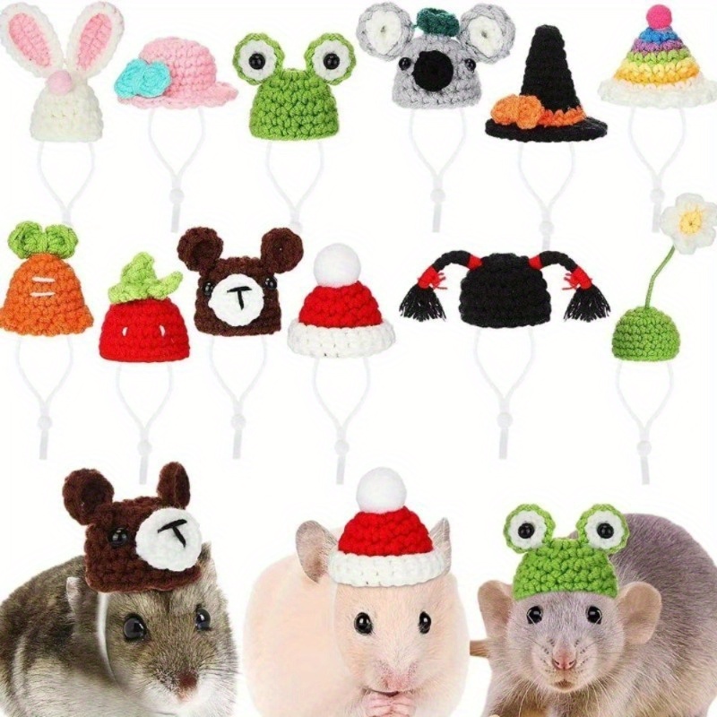 

Adorable Mini Knit Pet Hat For Hamsters, Parrots & Small Animals - Cozy Synthetic Fiber Accessory