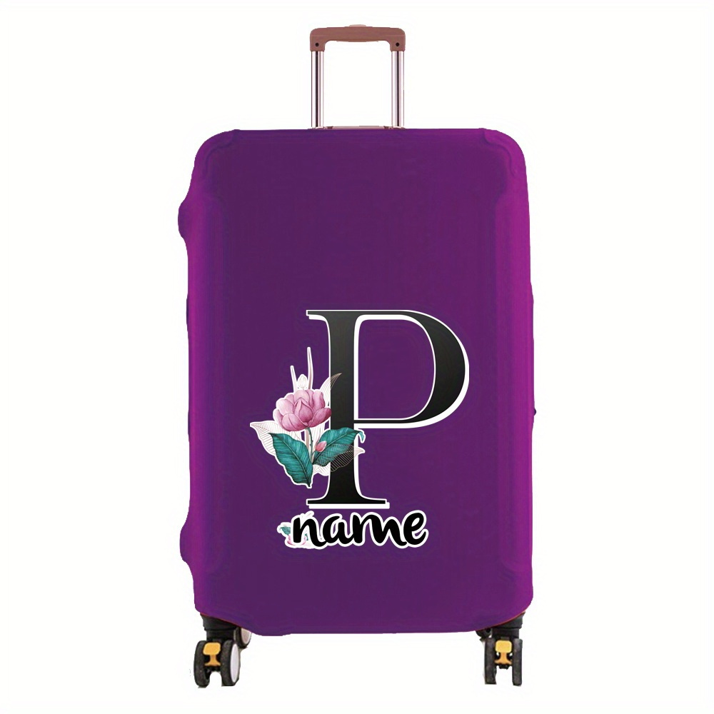 TEMU Custom Free Name Luggage Personalization Thicker Elastic Suitcase Dust Cover For 18-32 Inch Luggage 26 Initial Printed Dust Proof Travel