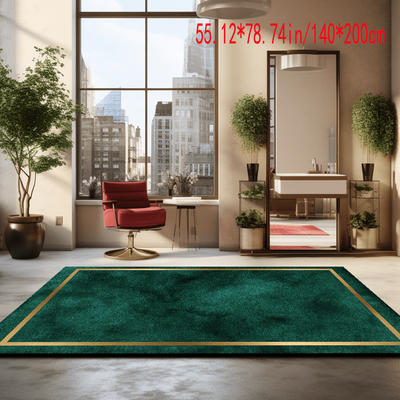 

Luxurious Green European-style Geometric Pattern Carpet Decorative Living Room Soft Carpet, Machine Washable Non-slip Carpet, Hotel Cafe Shop Carpet