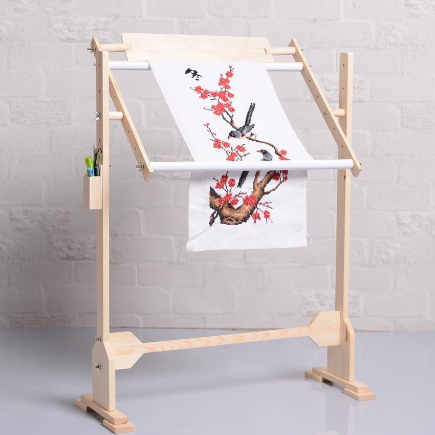 

Oukaning Adjustable Embroidery Stand, Needlework Table And Lap Hands- With Adjustable Frame Wooden Frame Stitch Floor Stand 360° Rotated Needlework Stand Craft Sewing Tool With Scroll Frame