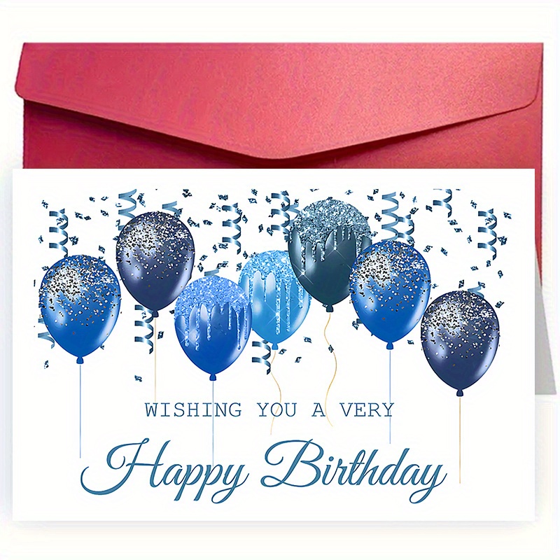 

Birthday Greeting Card For Men With Blue Balloons Design, Premium Paper Material, Includes Envelope - Perfect For Dad, Stepfather, Boyfriend - Witty & Heartfelt Message - 1 Pack (12cm X 18cm)