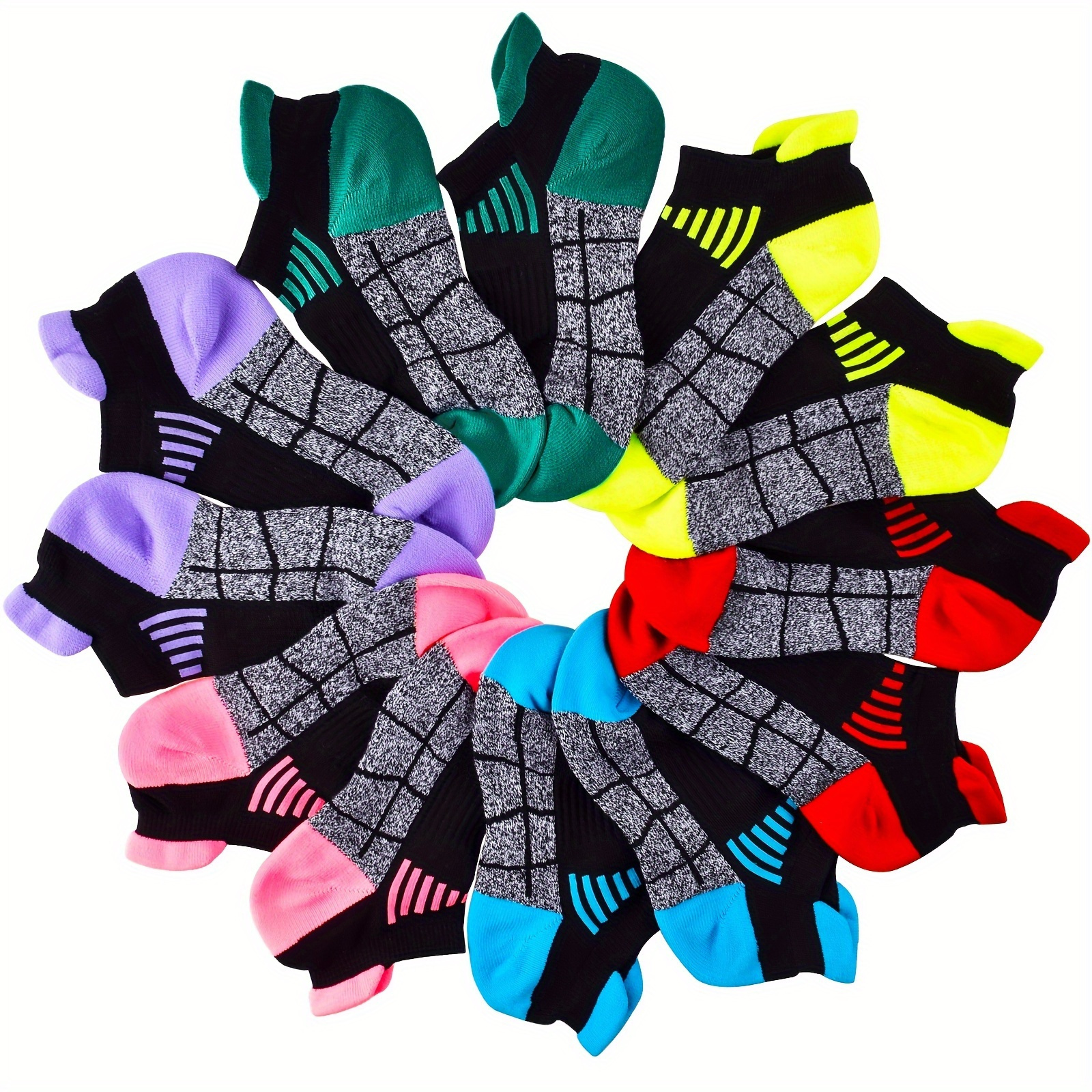 

6 Pairs Unisex Sports Socks, Breathable Anti-odor Cushioned Ankle Socks, Sweat-wicking Socks For Running And Sports