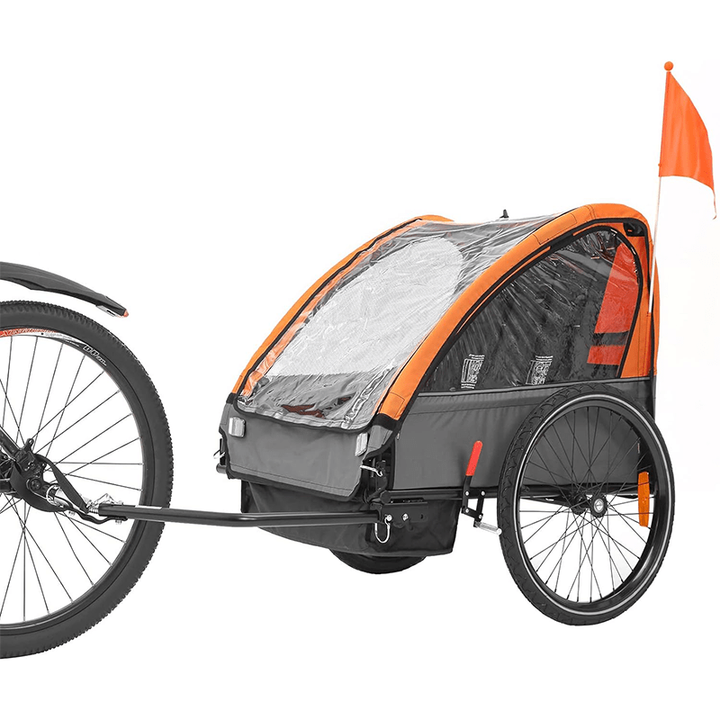 

Bike Trailer, Suitable For 1 To 2 People, Quick Attach To Bike, Foldable, With 5-point Harness And Storage Bags, Up To 88 Lbs