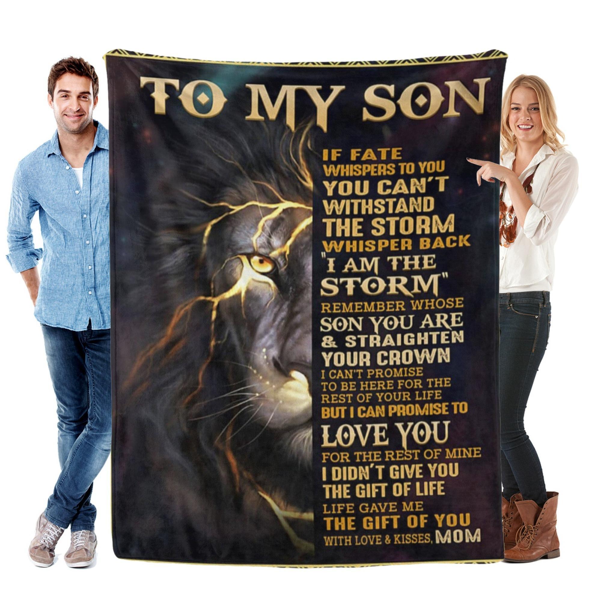 

1pc To My Son Soft Warm Throw Blanket Nap Blanket For Couch Sofa Office Bed Camping Travel, Multi-purpose Gift Blanket For All Season